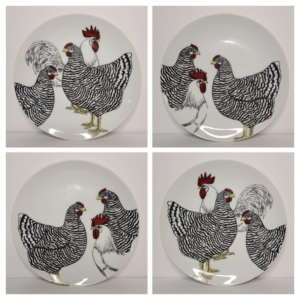 Fitz & Floyd Coq du Village Plate Set - 4 pcs